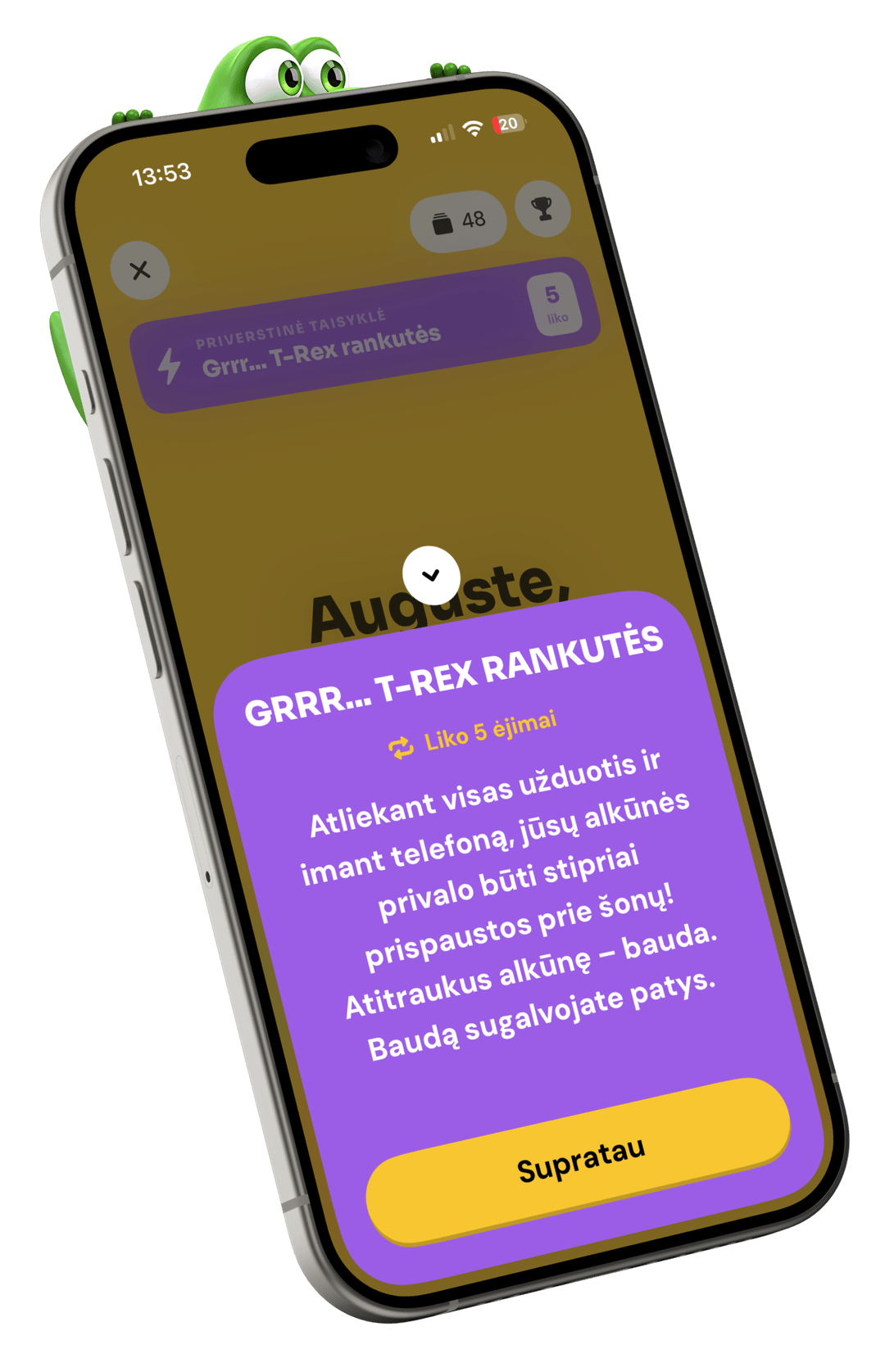 Tiesa ar Drąsa kortelių pakuotės telefone