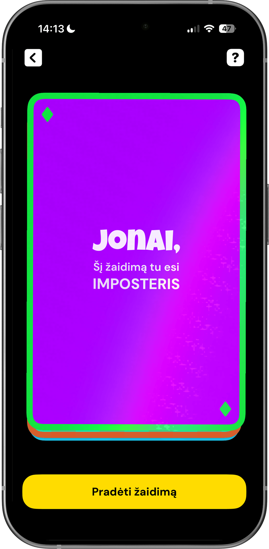 Imposteris blefavimo ir spėjimų ekranas telefone